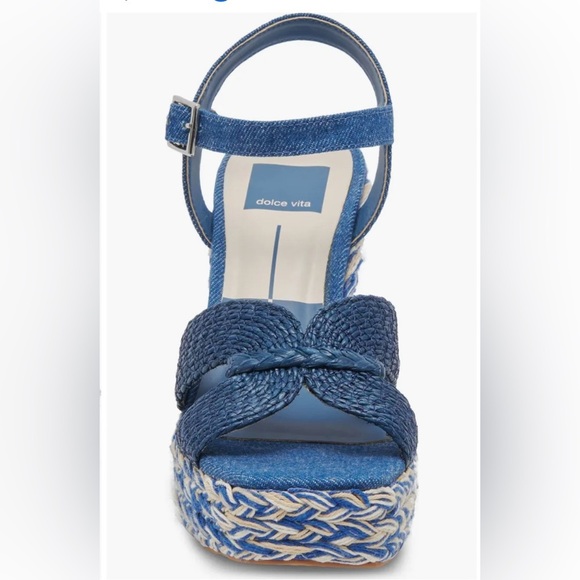 Dolce Vita Cale Blue Denim Chunky Platform Heels - Picture 4 of 10